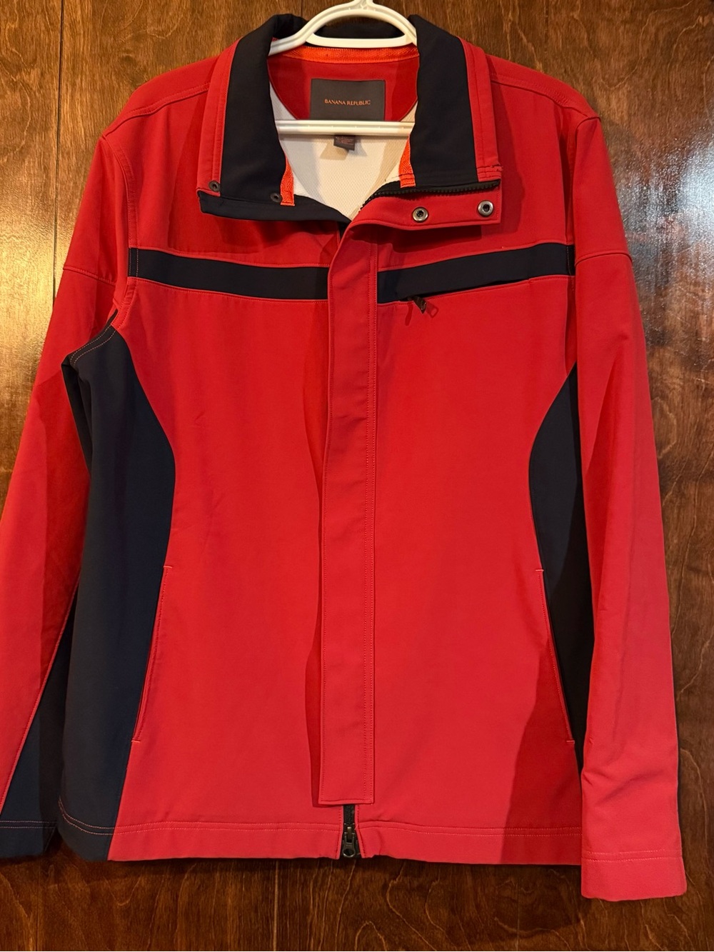 Banana Republic BR Sport Men’s Large Red Black Colorblock Performance Jacket